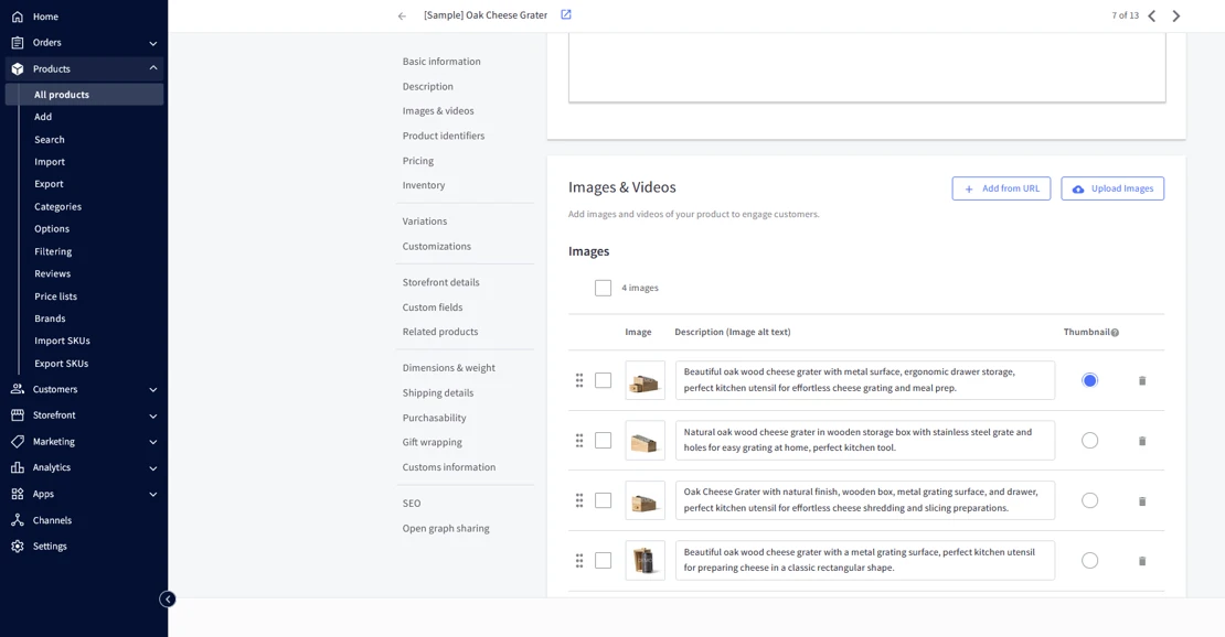 BigCommerce AltTextify App verification page showing generated alt text results