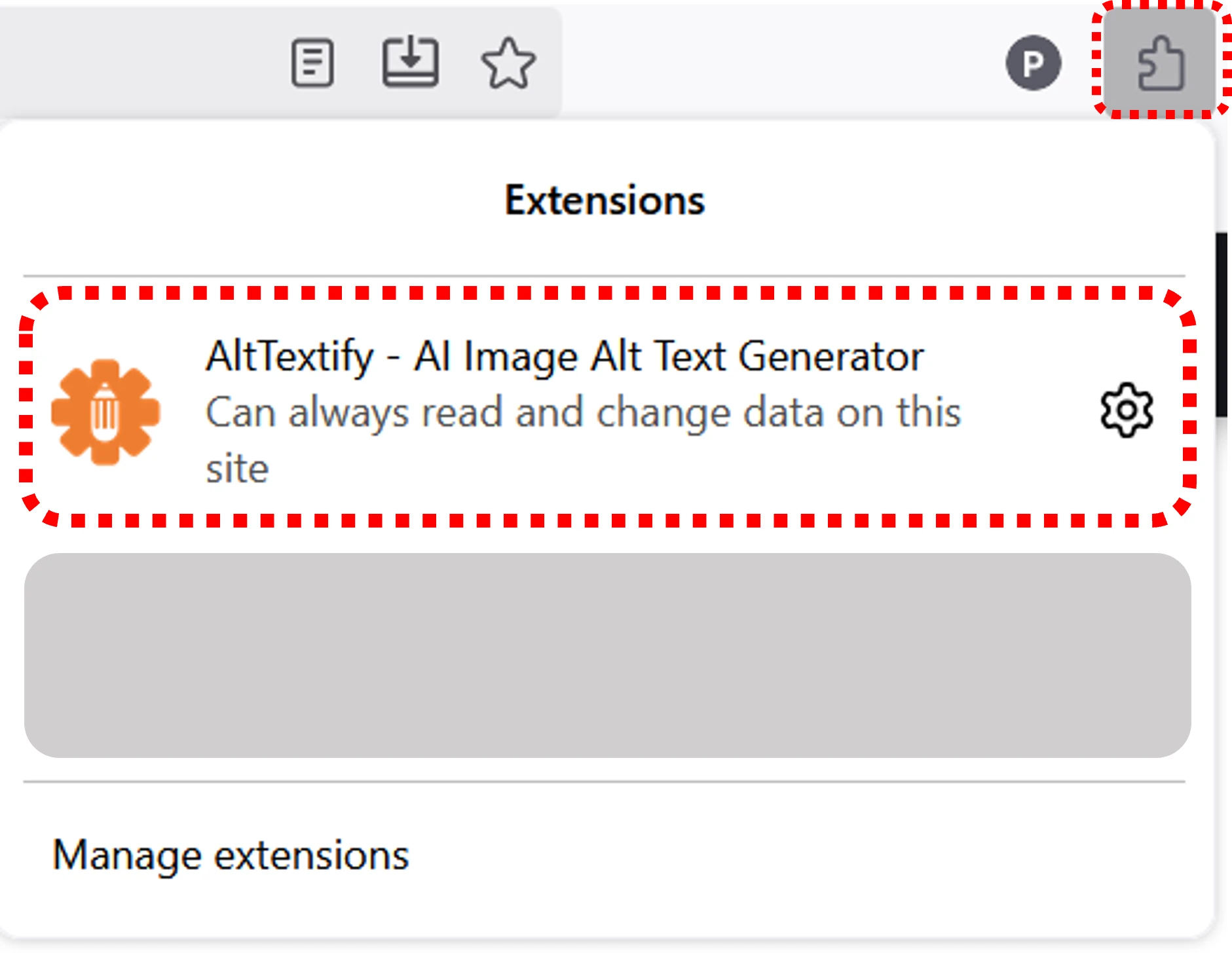 AltTextify browser extension installation page in browser store
