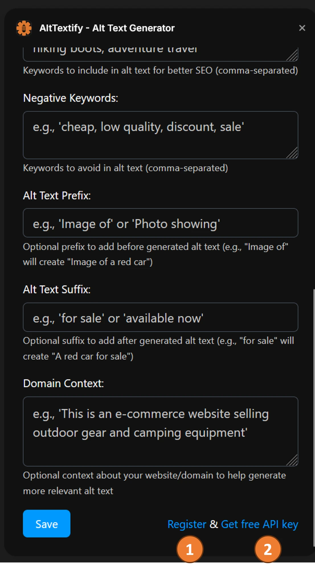 Framer AltTextify App - Register page