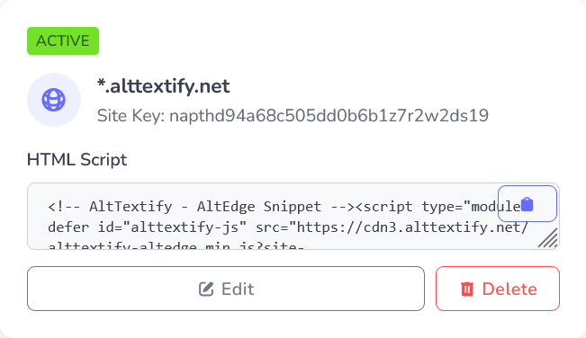 AltTextify AltEdge successfully activated site confirmation